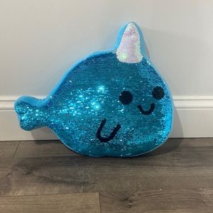 Cute Unicorn narwhal sequence flip pillow